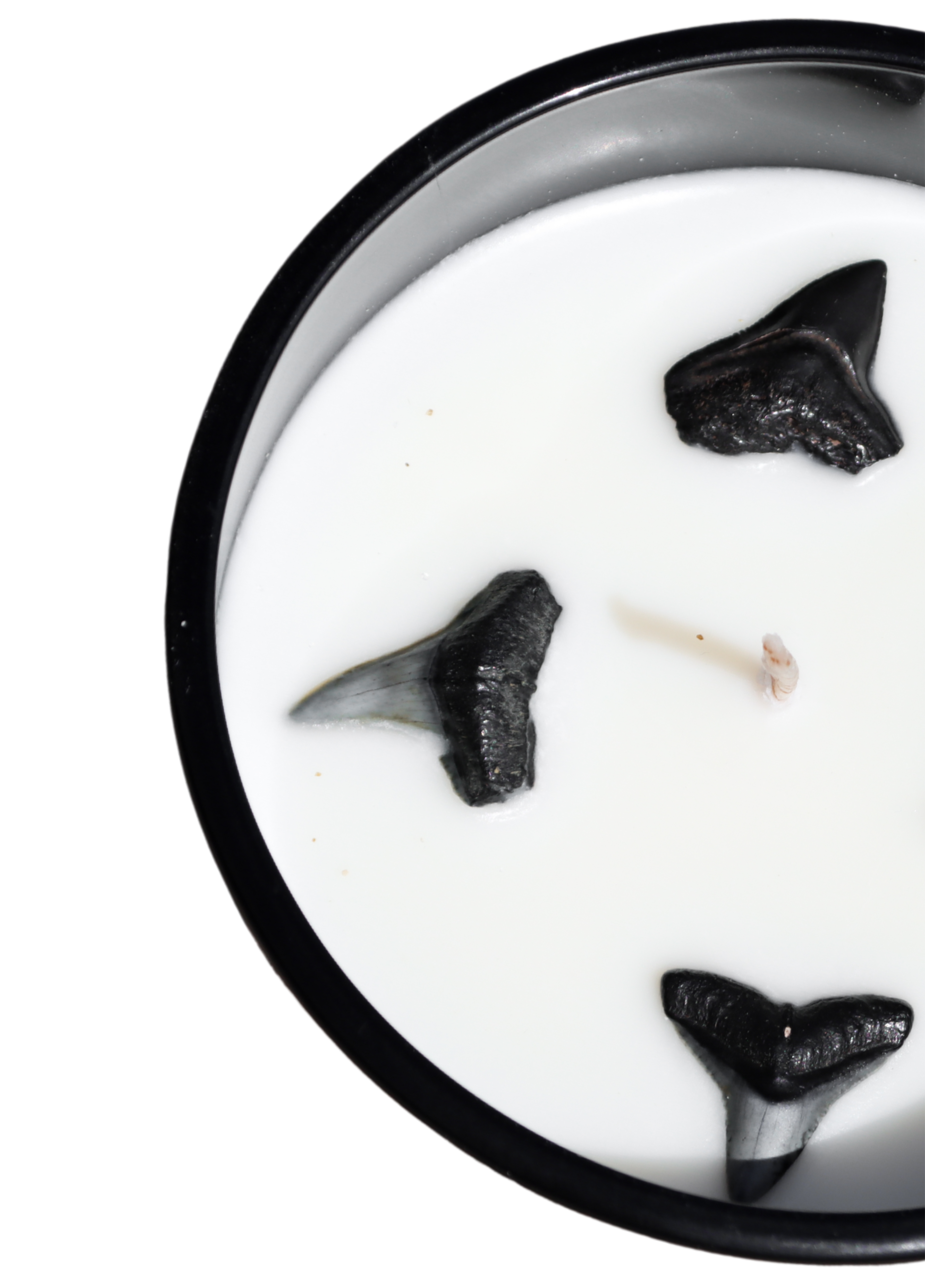 “close up shot of the hand-poured luxury soy shark-tooth candle  – Maya Bleu”